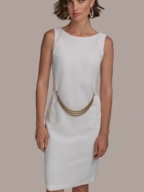 Donna Karan New York Sleeveless Chain-Belt Sheath Dress